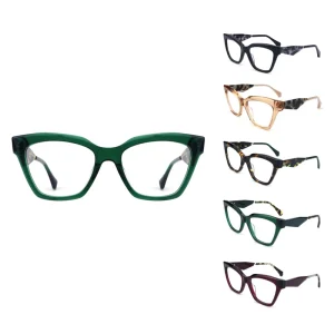 Unisex Irregular Acetate Optical Eyewear with Anti-Blue-Light Lenses