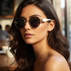 Unisex Irregular Polygonal Metal Frame Sunglasses UV Protection