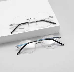 Unisex Lightweight Titanium Rimless Oval Eyeglasses Ultra-thin Frame Optical Frames