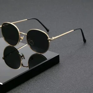 Unisex Metal Retro Round-Frame UV400 Polarized Sunglasses for Driving