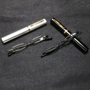 Unisex Metal Thin Frame Reading Glasses with Pen Box