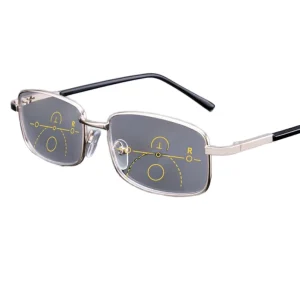Unisex Multifocus Near and Far Dual Use Progressive Reading Glasses Diamond Face Shape Alloy Frame with Print Pattern