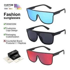 Unisex Oversized Full Rim Sunglasses Flat-Top Matte Black PC Frame Polarized UV400 Lenses
