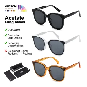 Unisex Oversized Square Acetate Polarized Sunglasses