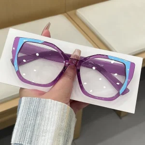 Unisex Oversized Vintage Computer Cat-Eye Full-Rim Diamond Face Shape Anti-Blue Light Blocking Eyeglasses