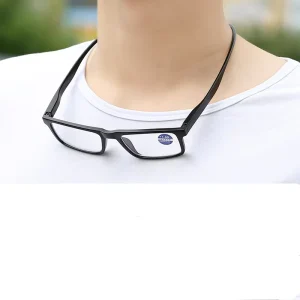 Unisex PC Material Magnetic Reading Glasses with Neck Hanging Feature, Blue Gray Brown Frames