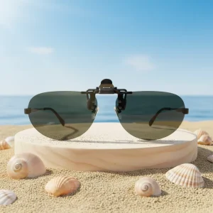 Unisex Polarized Driving Flip-up Sunglasses UV400 Rimless Lenses Lightweight