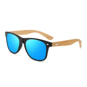 Unisex Polarized UV400 Sports Sunglasses with Wooden Bamboo Temples for Riding and Driving