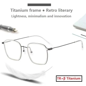 Unisex Pure Titanium Lightweight Full-Rim Rectangle Optical Frames