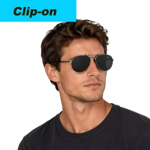 Unisex Retro Oval Clip-On Sunglasses, Metal Frame, UV400 TAC Lenses
