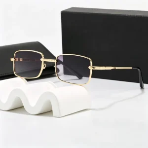 Unisex Retro Square Metal-Rim Small-Frame Sunglasses UV400