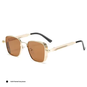 Unisex Retro Square Steampunk Metal Sunglasses UV400
