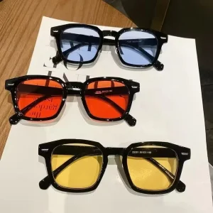 Unisex Retro Square Sunglasses with Colored Lenses and UV400 Protection