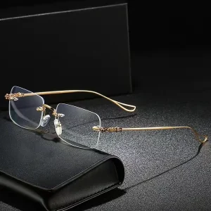 Unisex Rimless Anti-Blue Light Presbyopia Reading Glasses