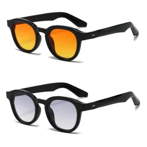 Unisex Rivet Round-Frame Colorful Sunglasses