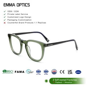 Unisex Round Acetate Optical Glasses Transparent Two Tone Frames