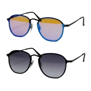 Unisex Round Rimless Polarized Sunglasses for Driving and Travel