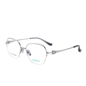 Unisex Semi-Rimless Titanium Eyeglass Frames with Lightweight Print Design, Blue