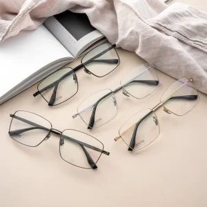 Unisex Semi-Titanium Retro Square Eyeglass Frames