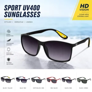 Unisex Sport Sunglasses UV400 Protection Lightweight Durable Square Frame Outdoor Travel Driving Eyewear