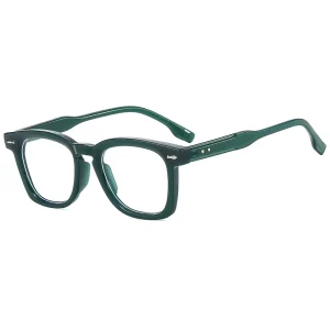 Unisex Square Acrylic Full-Rim Eyeglasses Thick Foldable Lightweight Anti-Blue Light Reading Glasses
