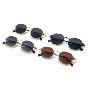 Unisex Square Frame Polarized Sunglasses with UV Protection and Metal Frame