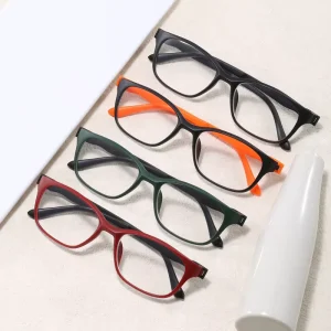 Unisex Square-Frame Reading Glasses Transparent Lenses Lightweight Small-Face Fit Multiple Colors