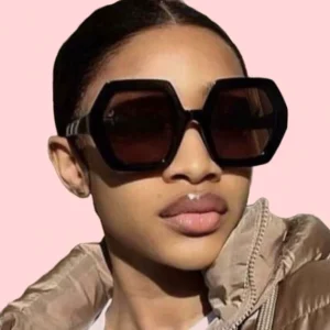 Unisex Square Full-Rim Large Polygonal-Frame UV400 Sunglasses