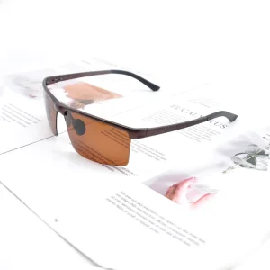 Unisex Square Sunglasses, Aluminum Frame, Polarized Lens, Anti-UV, Outdoor
