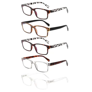 Unisex Square Tortoise Pattern Frame Anti-Blue-Light Reading Glasses Clear Lens