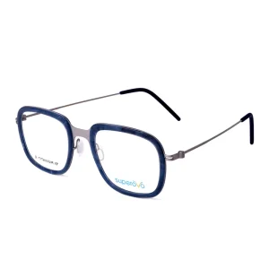Unisex Titanium Computer Reading Glasses with Rectangle Geometric Print Frame and Soft Nose Pads, Gold Red
