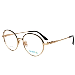 Unisex Titanium Full-Rim Optical Reading Glasses with Gold, Green, and Yellow Print