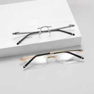 Unisex Titanium Rimless Oval Eyeglasses Optical Frames Lightweight for Adult Daily Wear