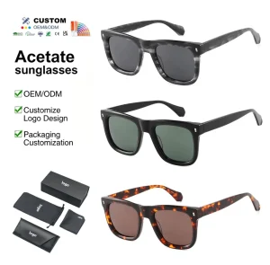 Unisex UV400 Chunky D-Frame Square Acetate Sunglasses