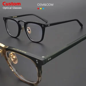 Unisex Vintage Titanium Optical Eyeglass Frames Solid Color Handmade