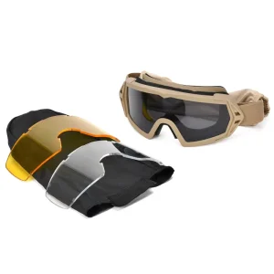 V50 Tactical Goggles 3-Lens Set Z87 Safety Glasses Anti-Impact Shooting Glasses for Paintball