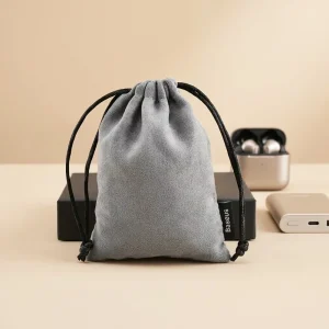 Velvet Faux Suede Drawstring Cosmetic and Jewelry Pouch