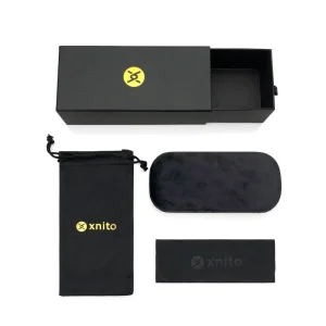 Velvet Hard Shell Sunglass Case with Gold Stamped Custom Logo and Cloth Pouch