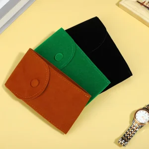 Velvet Single-Watch Travel Pouch, Flannel, Snap Button, Custom Logo