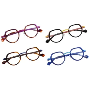 Vintage Acetate Optical Eyeglass Frames with Metal Temples