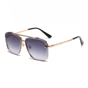 Vintage Brand Design Double beam Men Sun Glasses Gradient Brown Trendy UV400 Shades Eyeglass Women Square Sunglasses
