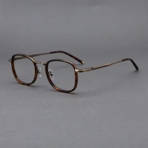 Vintage Carved Square Large-Frame Eyeglass Frames for Men
