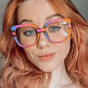Vintage Colorful Square Optical Glasses Frame for Women Anti-Blue Light Eyewear Spectacles Eyeglasses