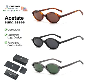 Vintage Designer Small Oval Sunglasses Women TAC Lens UV400 Fashionable Punk Style Custom Acetate Polarized Sunglasses Unisex