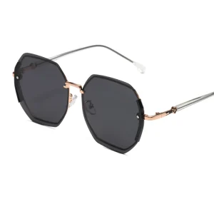 Vintage Frameless Hexagon Sunglasses for Women and Men with Custom Logo