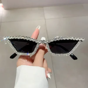 Vintage Handmade Diamond-Encrusted Full-Frame UV400 Cat-Eye Sunglasses