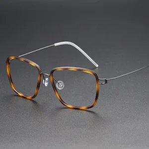 Vintage Large-Size PU Titanium Flexible Tortoise Optical Spectacles
