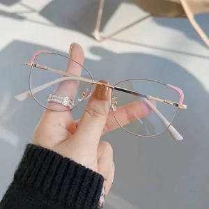 Vintage Metal Full-Rim Cat-Eye Computer Glasses Anti-Blue Light Optical Eyeglasses