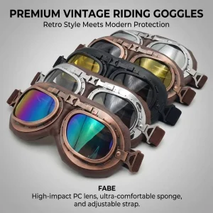 Vintage Motorcycle Goggles PC Anti-Fog Dustproof Safety Riding Glasses Anti-Scratch Windproof Pilot Style Helmet Eyewear