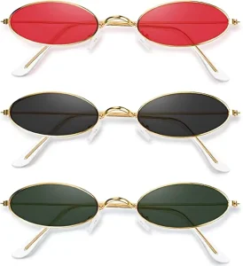 Vintage Oval Sunglasses with Slender Metal Frame UV400 Unisex